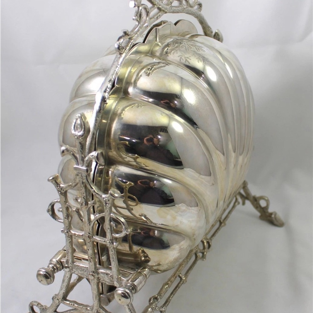 Antique Benetfink & Co. Silverplate Clamshell Biscuit Barrel